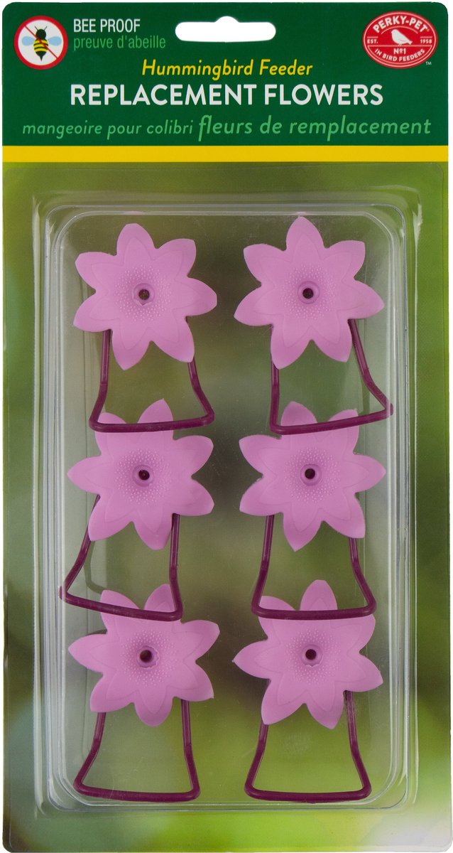 Perky-Pet Replacement Pink Petunia Flower Bird Feeding Port and Perch， 6 count