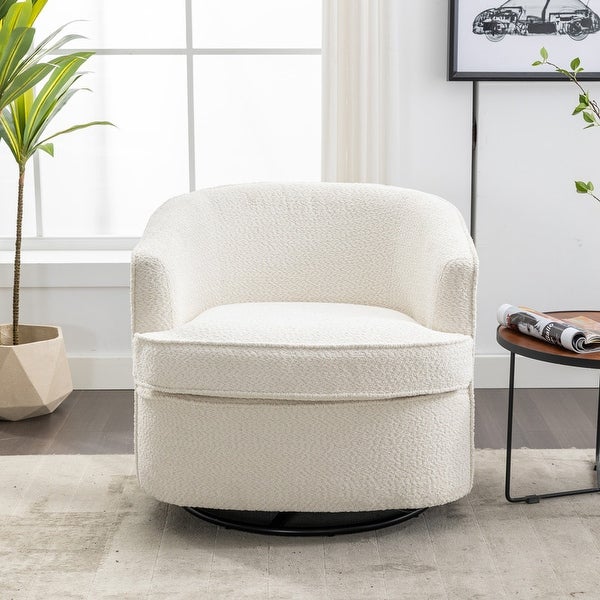 Modern Upholstered Swivel Barrel Armchair for Living Room