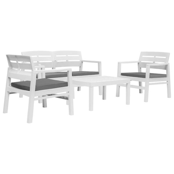 4 Piece Patio Lounge Set Plastic White - Overstock - 36226230