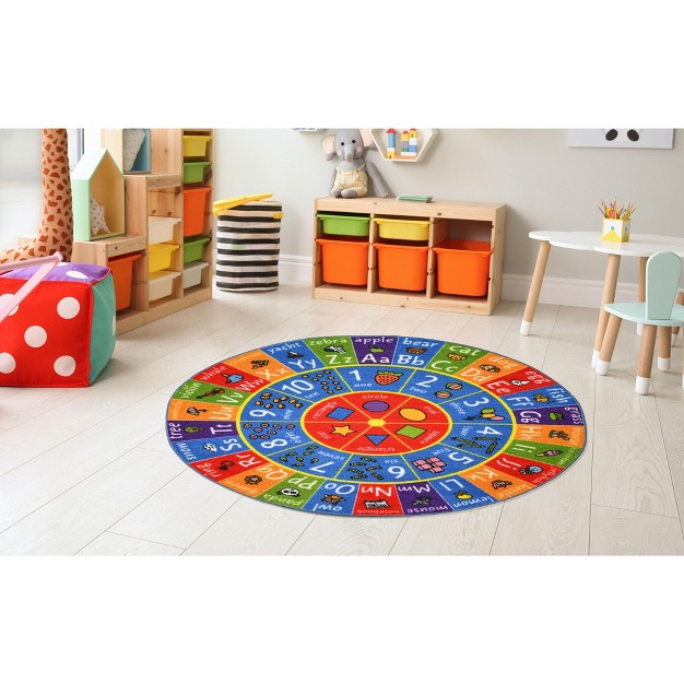 Kc Cubs Boy amp Girl Kids Abc Alphabet Numbers amp Shapes Educational Learning amp Fun Game Play Nursery Bedroom Classroom Round Rug Carpet