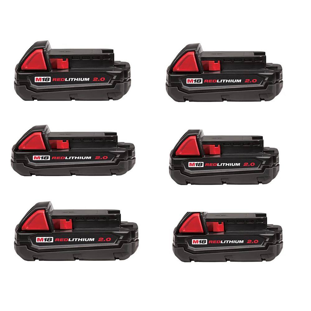 MW M18 18-Volt Lithium-Ion Compact Battery Pack 2.0Ah (6-Pack) 48-11-1820