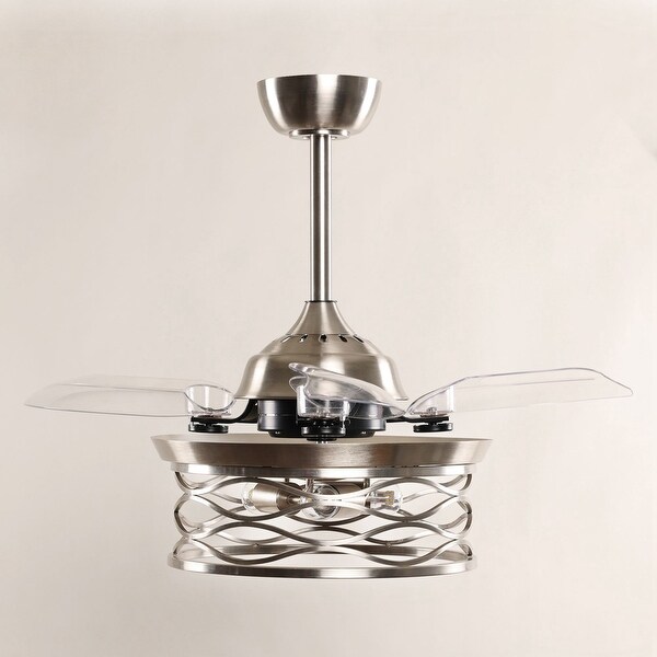 36-inch Retractable 3-Blade Modern Metal Chandelier Ceiling Fan with Remote Shopping - The Best Deals on Ceiling Fans | 38528970