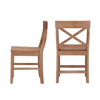 StyleWell Cedarville Patina Oak Finish Dining Chair with Cross Back (Set of 2) (19.42 in. W x 31.98 in. H) DC 2005 CHR-P