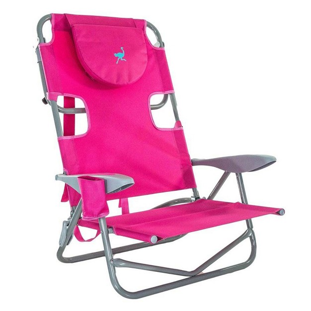 Ostrich On your back Outdoor Lounge 5 position Reclining Beach Lake Chair And Ladies Comfort On your back Backpack Beach Chair Pink