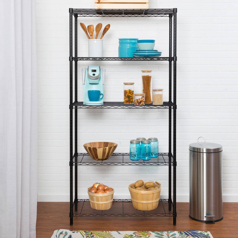 Honey-Can-Do Black 5-Tier Heavy Duty Steel Garage Storage Shelving Unit (36 in. W x 72 in. H x 16 in. D) SHF-09627