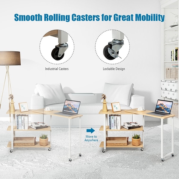 360 Degree Free Rotating Sofa Side Table Mobile End Table