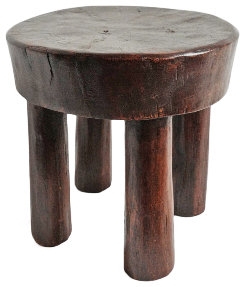 Consigned Ivory Coast Wood Stool 9   Rustic   Accent And Garden Stools   by Design Mix Furniture  Houzz