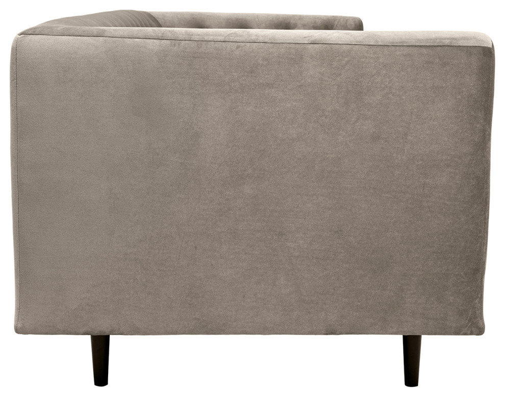 Annabelle 80 quotFossil Gray Velvet Sofa with Black Wood Legs   Modern   Sofas   by Armen Living  Houzz