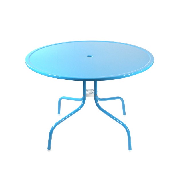 Northlight 39 25 inch Outdoor Retro Metal Tulip Dining Table Sky Blue