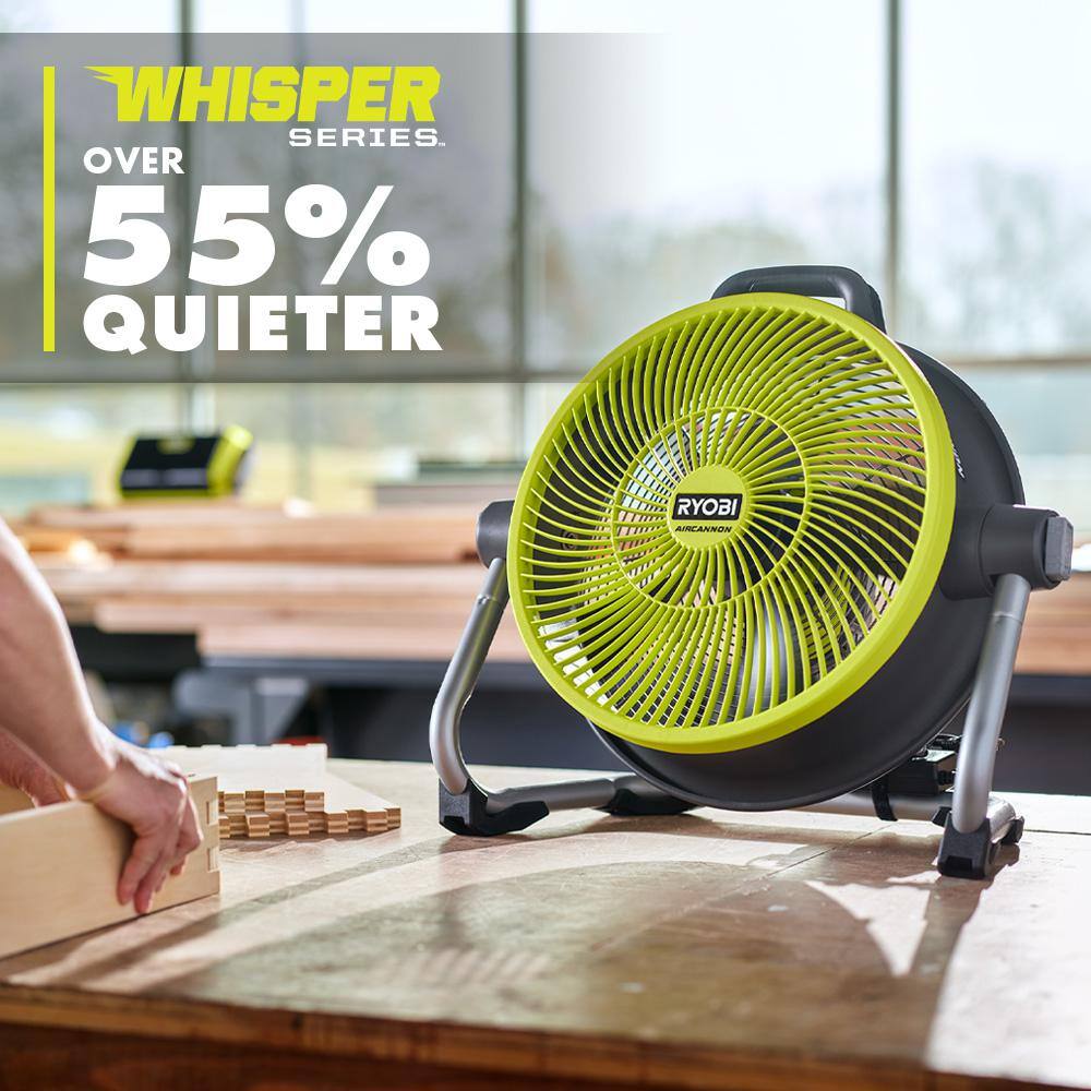 RYOBI ONE+ 18V Cordless Hybrid WHISPER SERIES 14 in. Air Cannon Fan (Tool Only) PCL813B