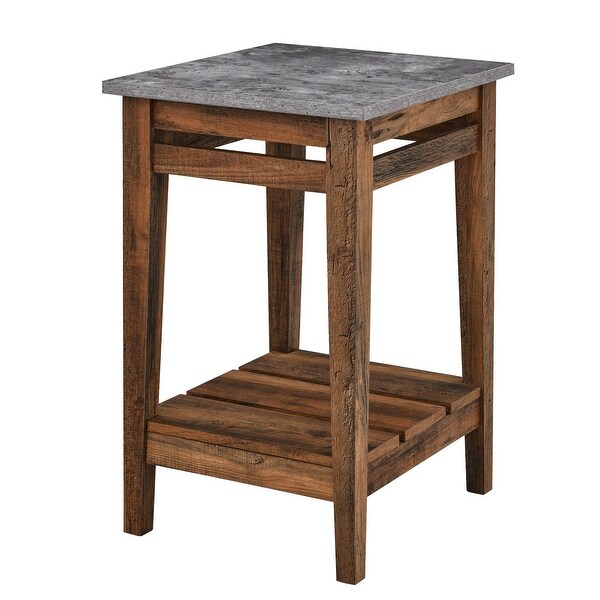 Modern Farmhouse Plank End Table， Dark Concrete