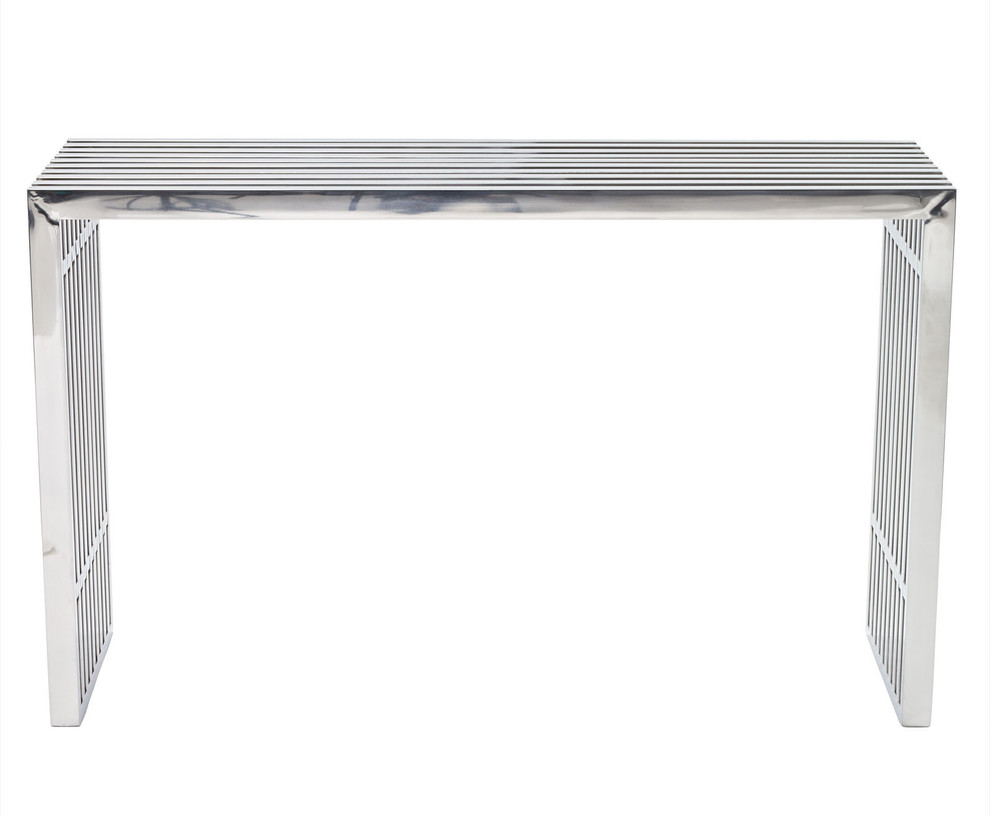 Modern Contemporary Living Room Metal Console Table Silver   Modern   Console Tables   by House Bound  Houzz