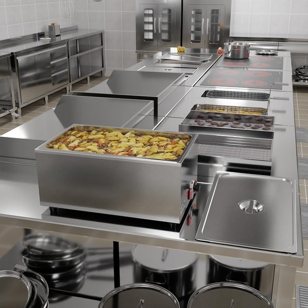 21 Qt. Stainless Steel Countertop Food Warmer， Soup Station， and Buffet Table Server with One Serving Section