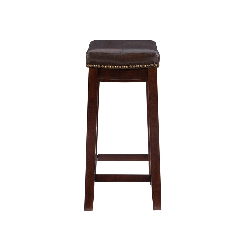 Pemberly Row 26 Transitional Wood/Faux Leather Counter Stool in Dark Brown