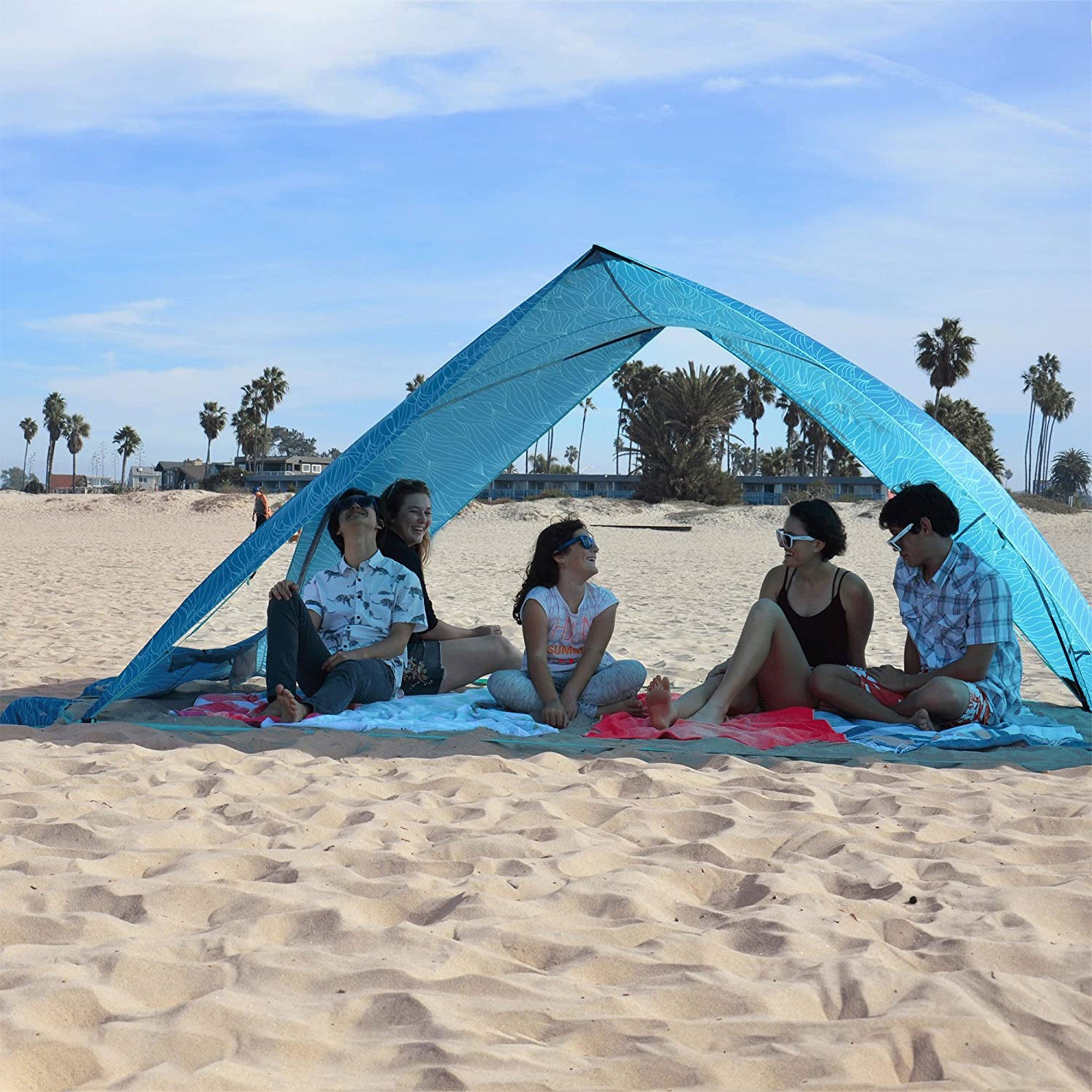 Lightspeed Outdoors A-Shade Adjustable Beach Tent with UV Protection， Blue