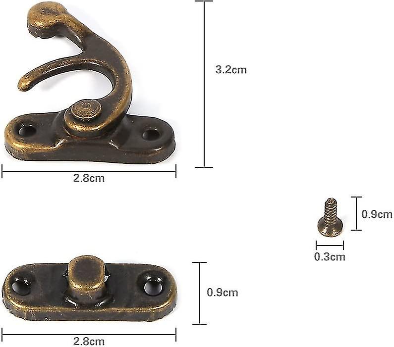 12 Pcs Antique Left/right Latch Hook Hasp Horn Latch With Screw Latch Bag Diy (left-dark Bronze)