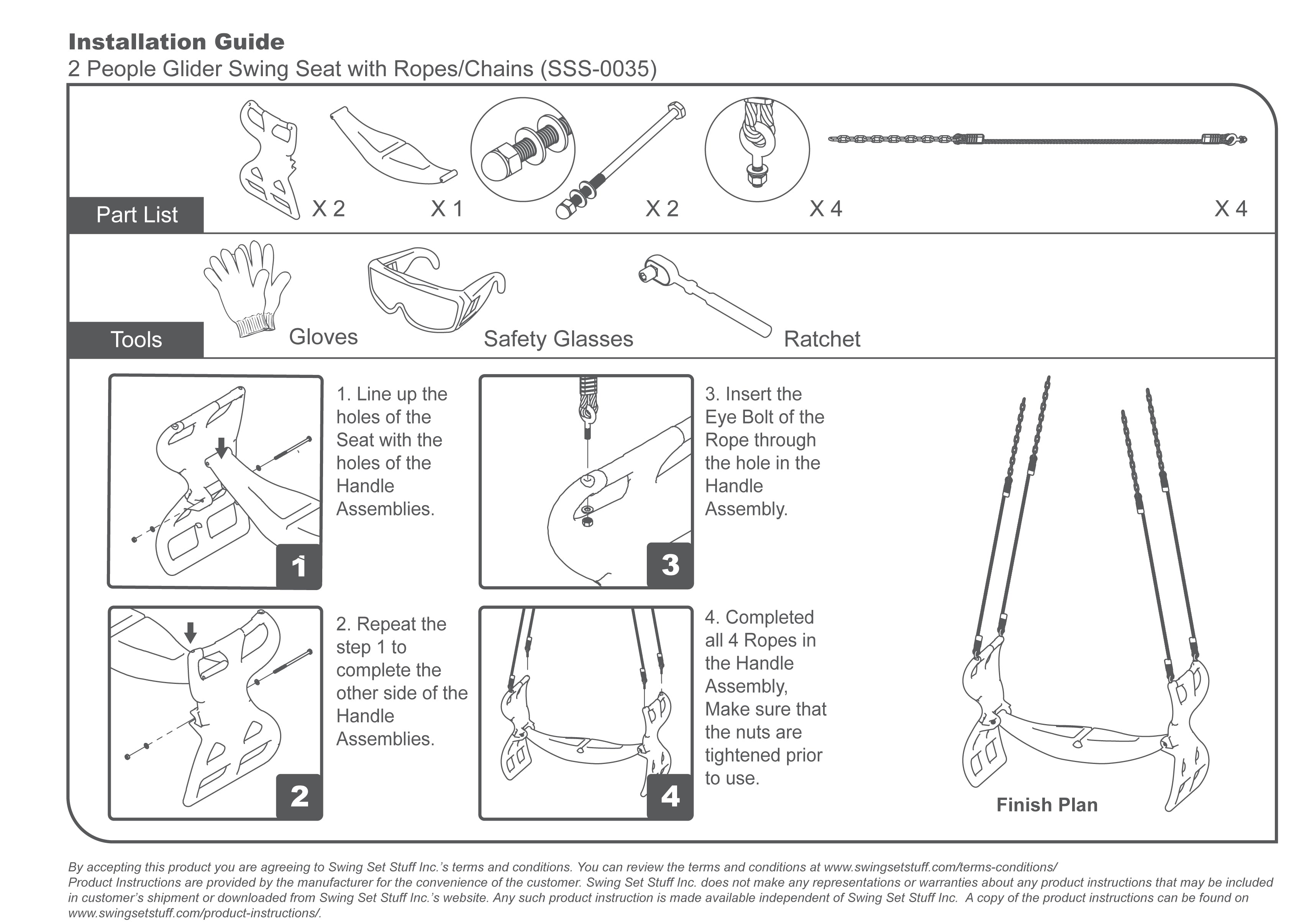 Swing Set Stuff Inc. Glider with Rope (Red)