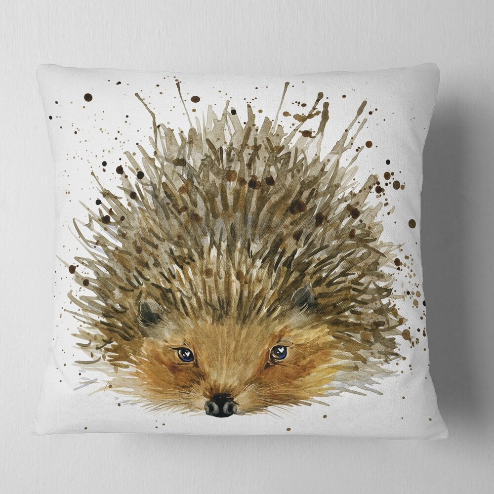 Designart 'Hedgehog Illustration Watercolor' Contemporary Animal Throw Pillow