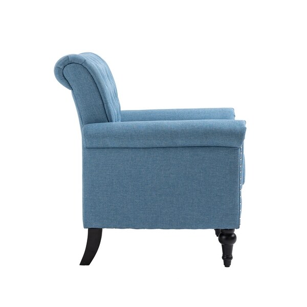 Linen Upholstered Tufted Back Accent Chair