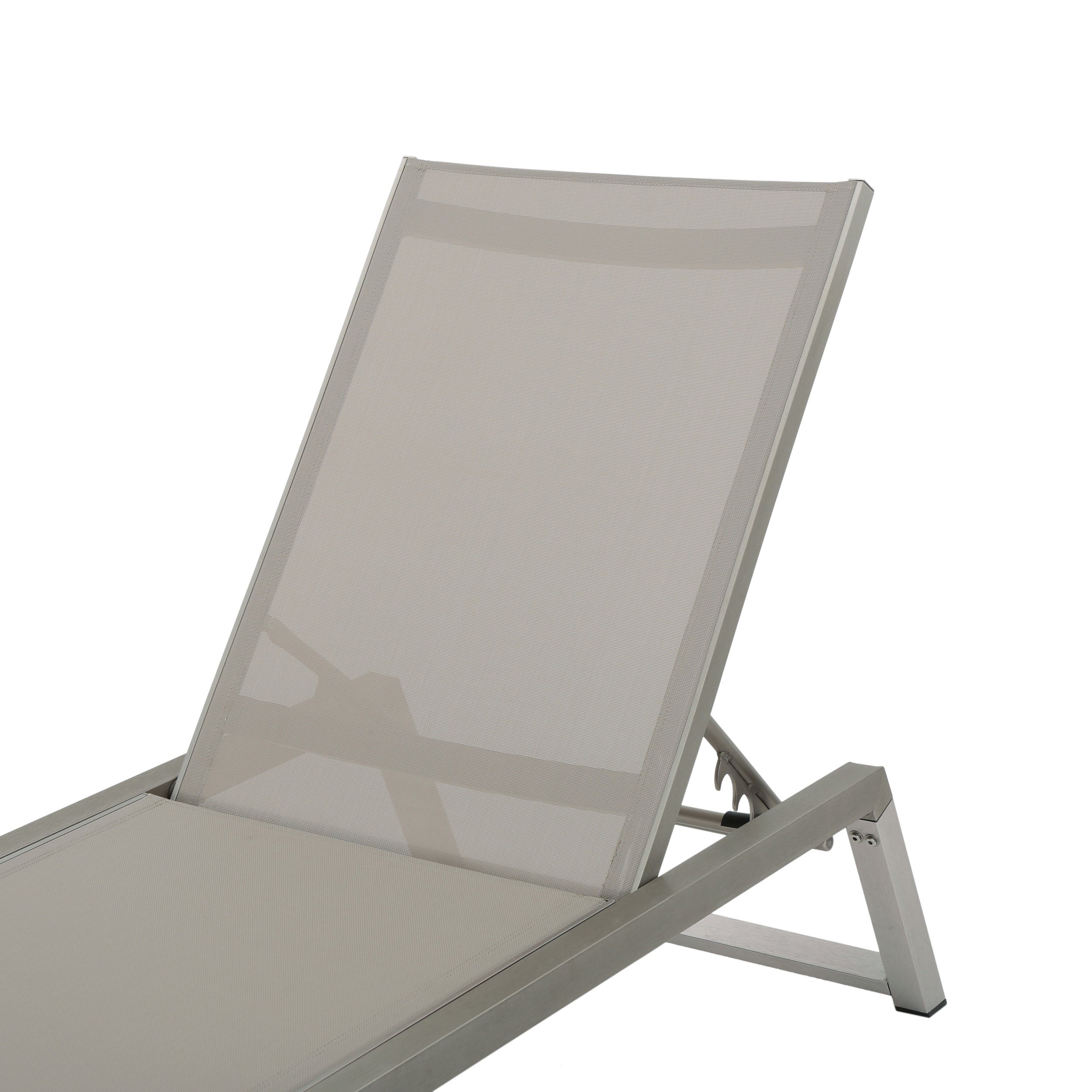 Santa Monica Outdoor Gray Mesh Chaise Lounge with Grey Finished Aluminum Frame