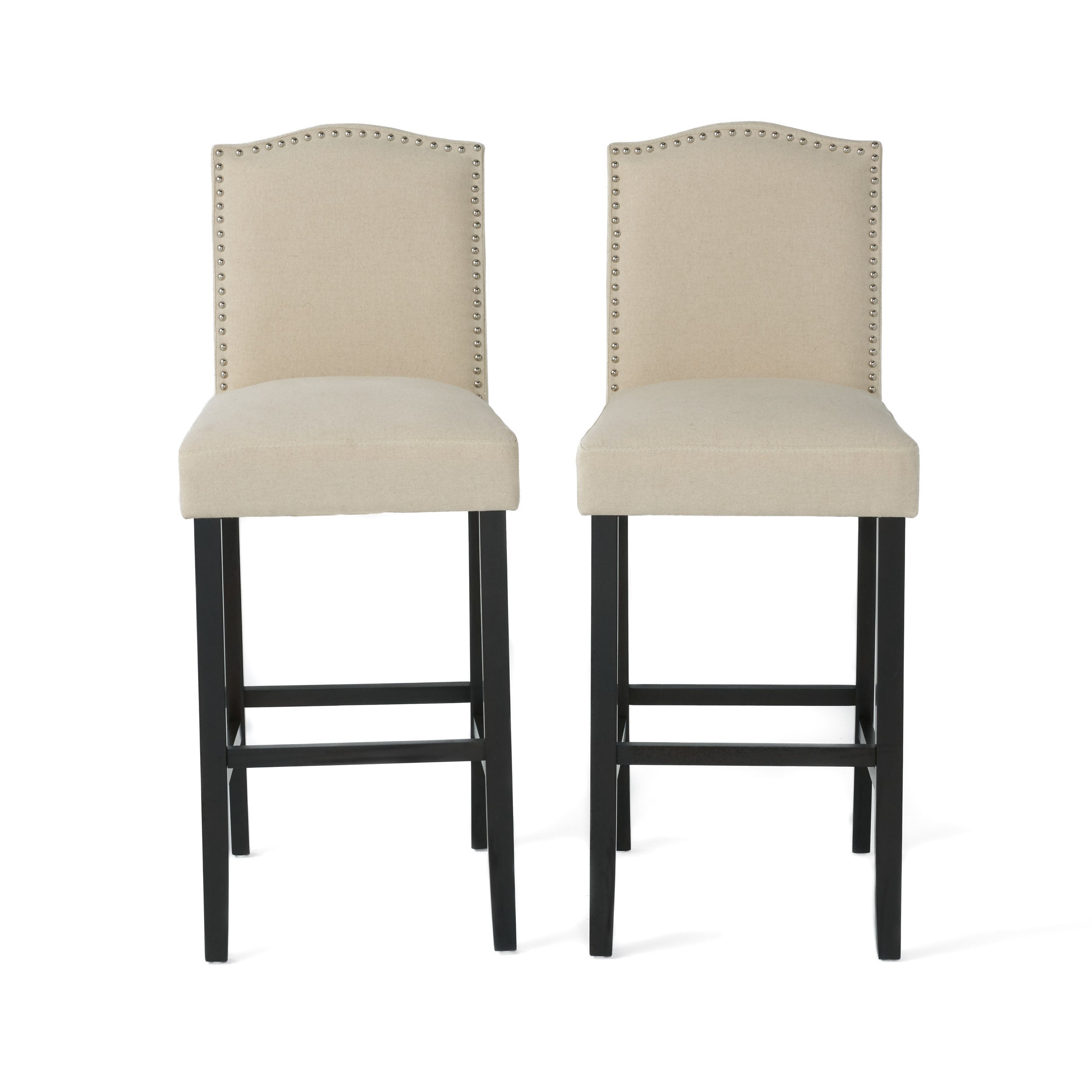 Auburn 30-Inch Ivory Fabric Backed Barstool (Set of 2)