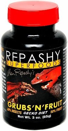 Repashy Superfoods Grubs 'N' Fruit Meal Replacement Powder Crested Gecko Food， 3-oz bottle