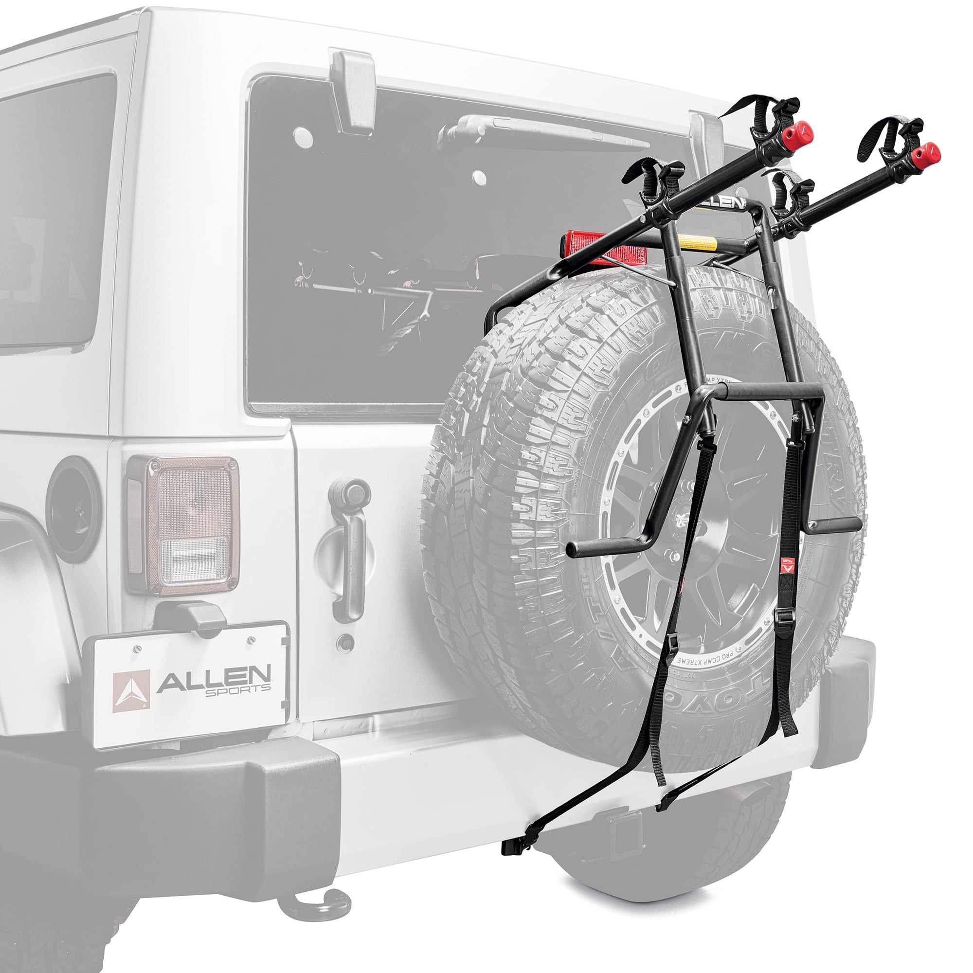 Allen Sports Deluxe 2-Bicycle Spare Tire Mounted Bike Rack Carrier， 322DN