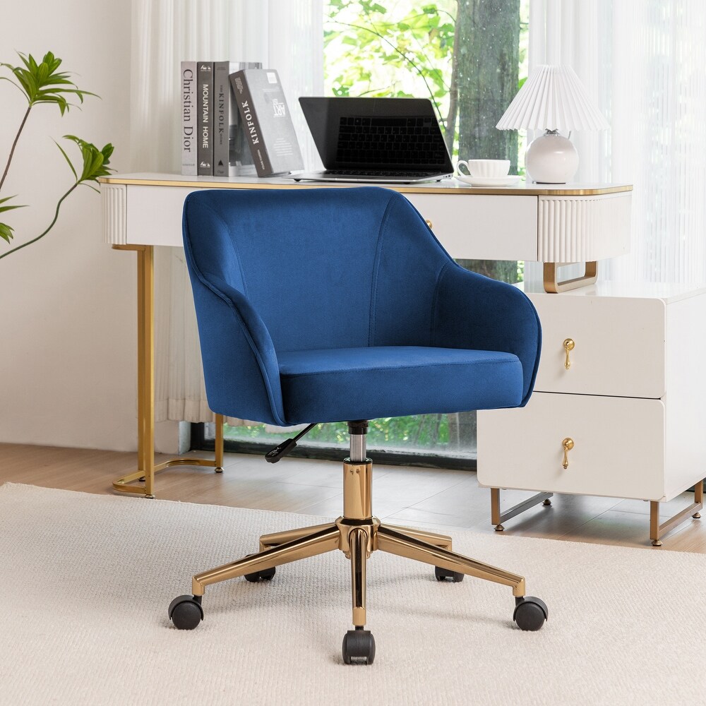 Porthos Home Raisa Velvet Office Chair with Gold Chrome Base