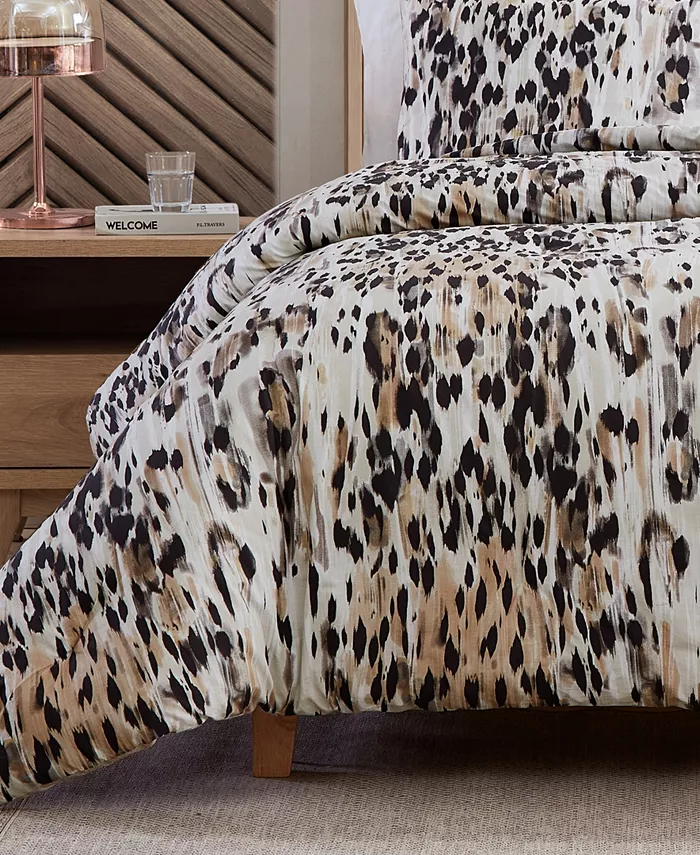 Kenneth Cole New York Abstract Leopard 3 Piece Duvet Cover Set， Full Queen