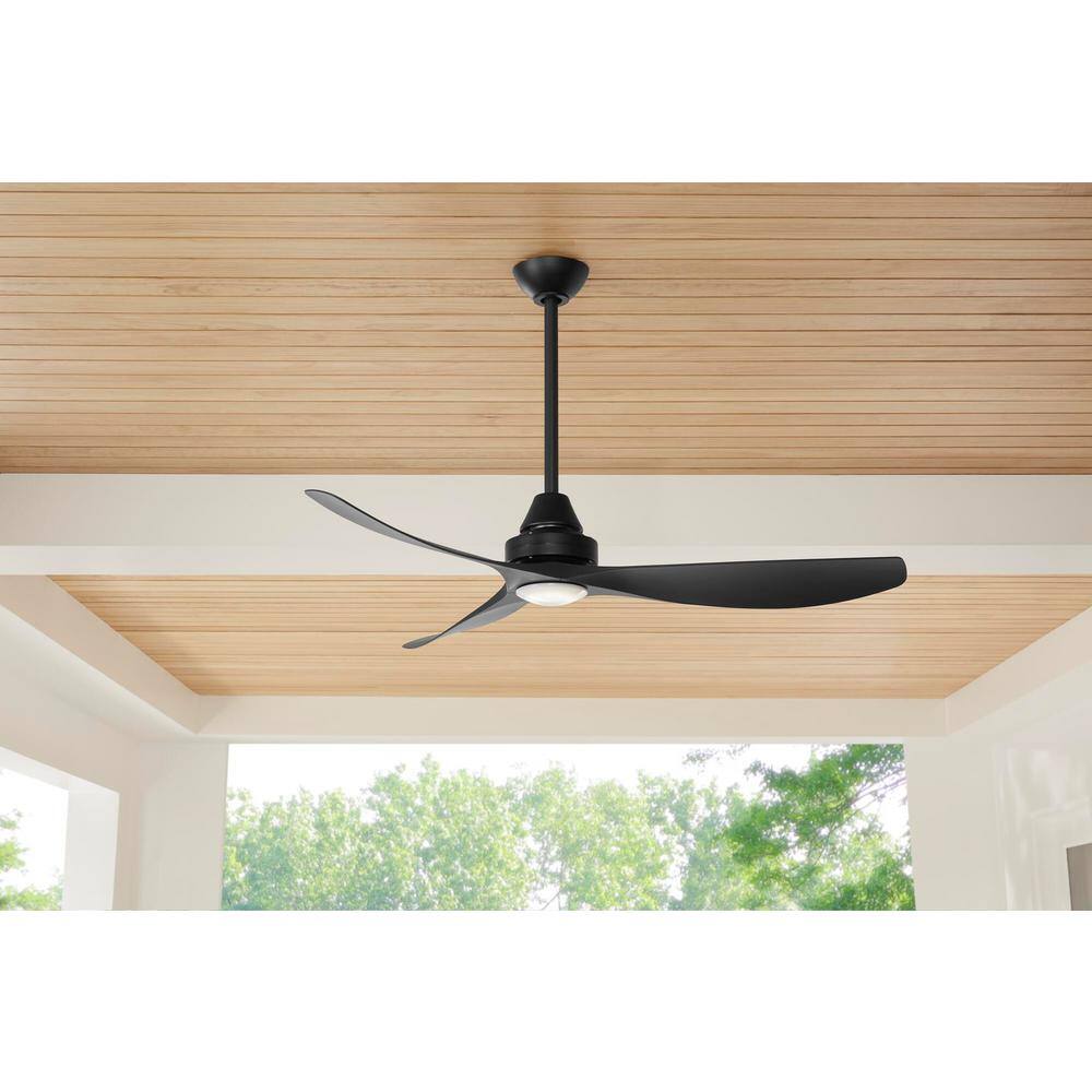 Home Decorators Collection Levanto 52 in. LED IndoorOutdoor Matte Black Ceiling Fan with Light 34603