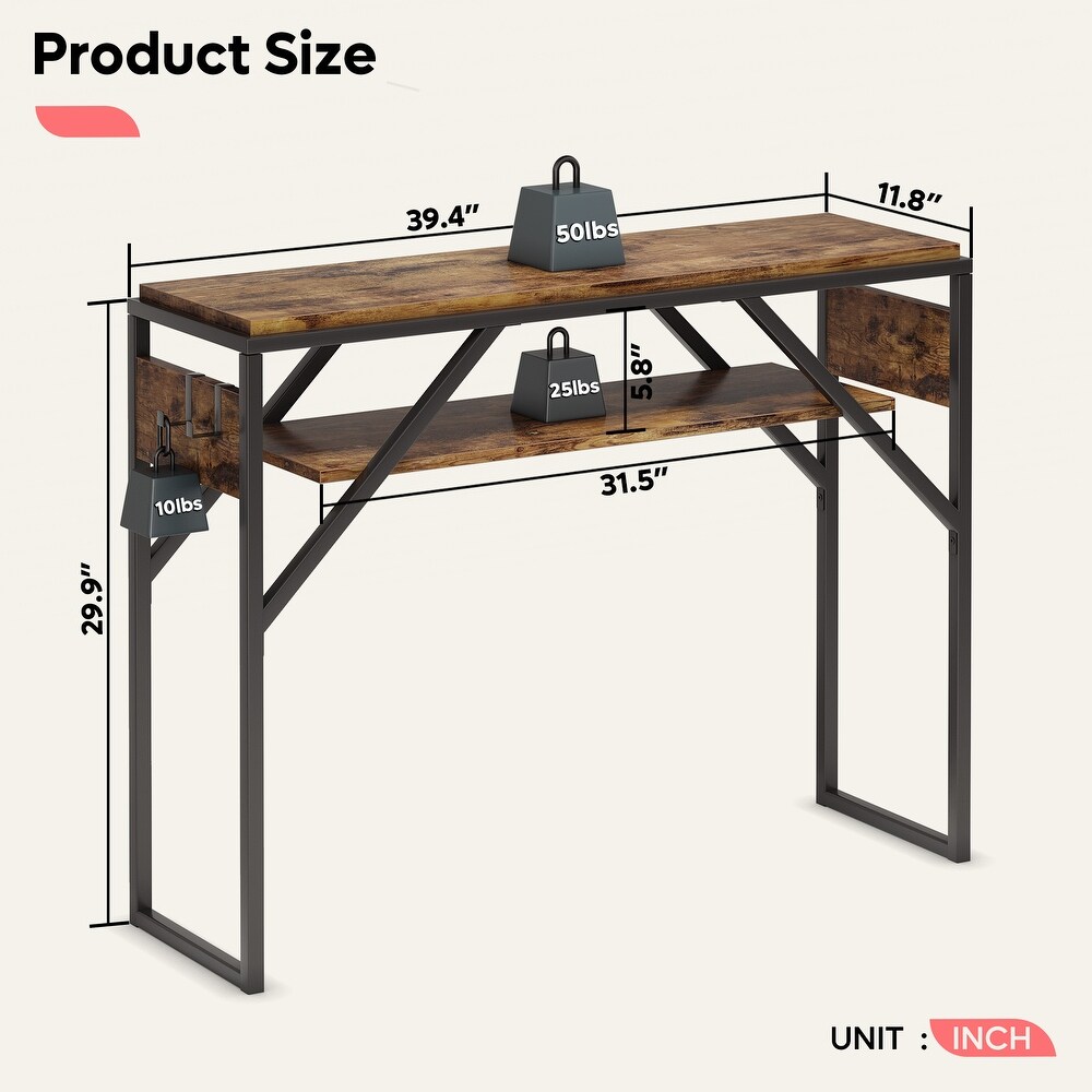 Console Table Entry Table with 2 Tier Storage Shelves