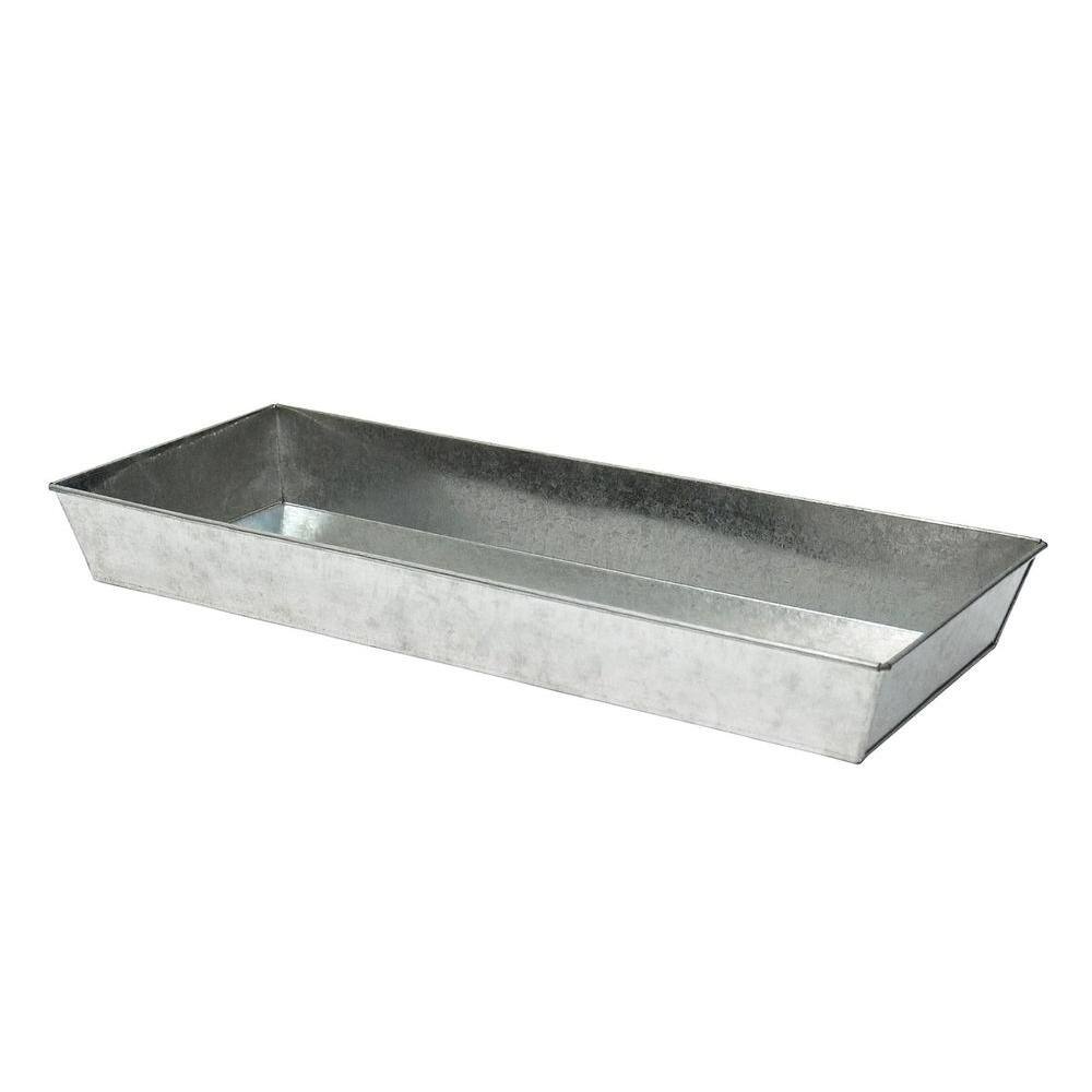 Achla Designs Large Versatile Galvanized Steel Tray 24 in. W Antique Finish C-91