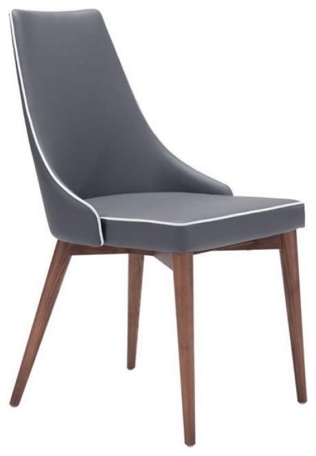 Moor Dining Chairs  Dark Gray  Set of 2   Midcentury   Dining Chairs   by VirVentures  Houzz