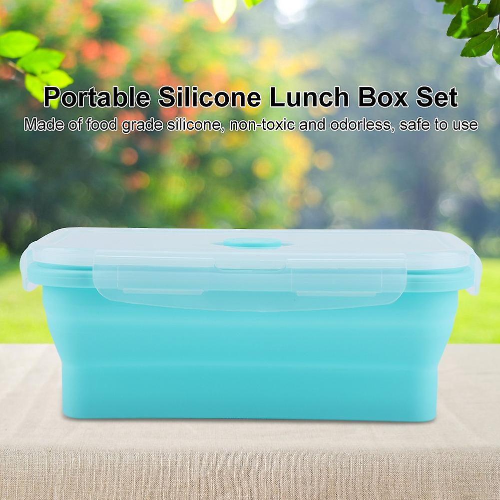 Portable Silicone Lunch Box Folding Microwave Safe Lunchbox Food Container Green 800ml