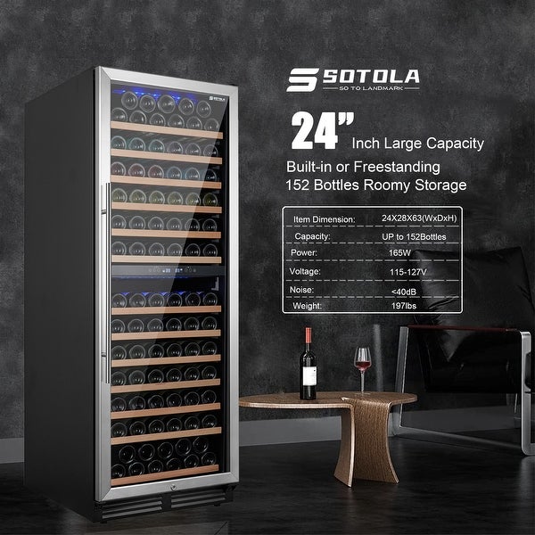 Wine Cooler Refrigerator 152 Bottle Large Wine Fridge， Digital Control