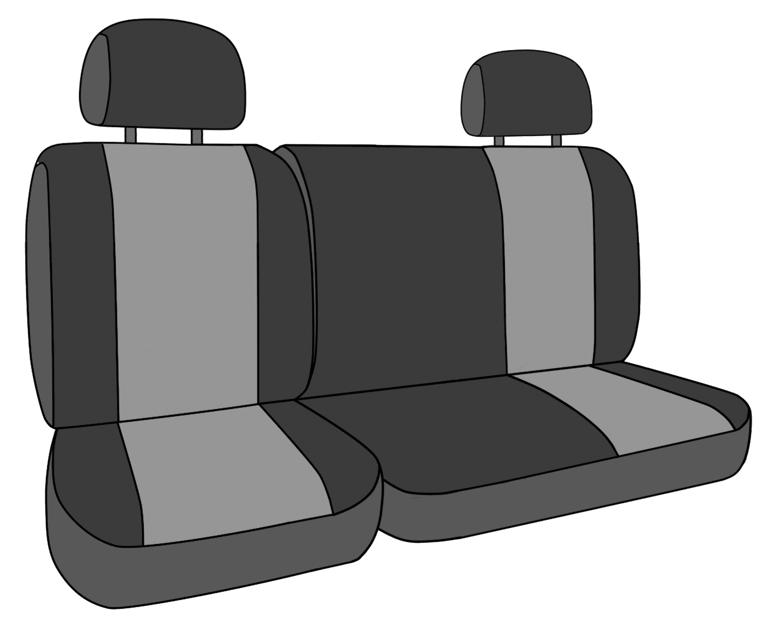 CalTrend Rear 60/40 Split Bench EuroSport Seat Covers for 2004-2009 Chrysler/Dodge Aspen|Durango - DG271-08HB Light Grey Insert with Black Trim