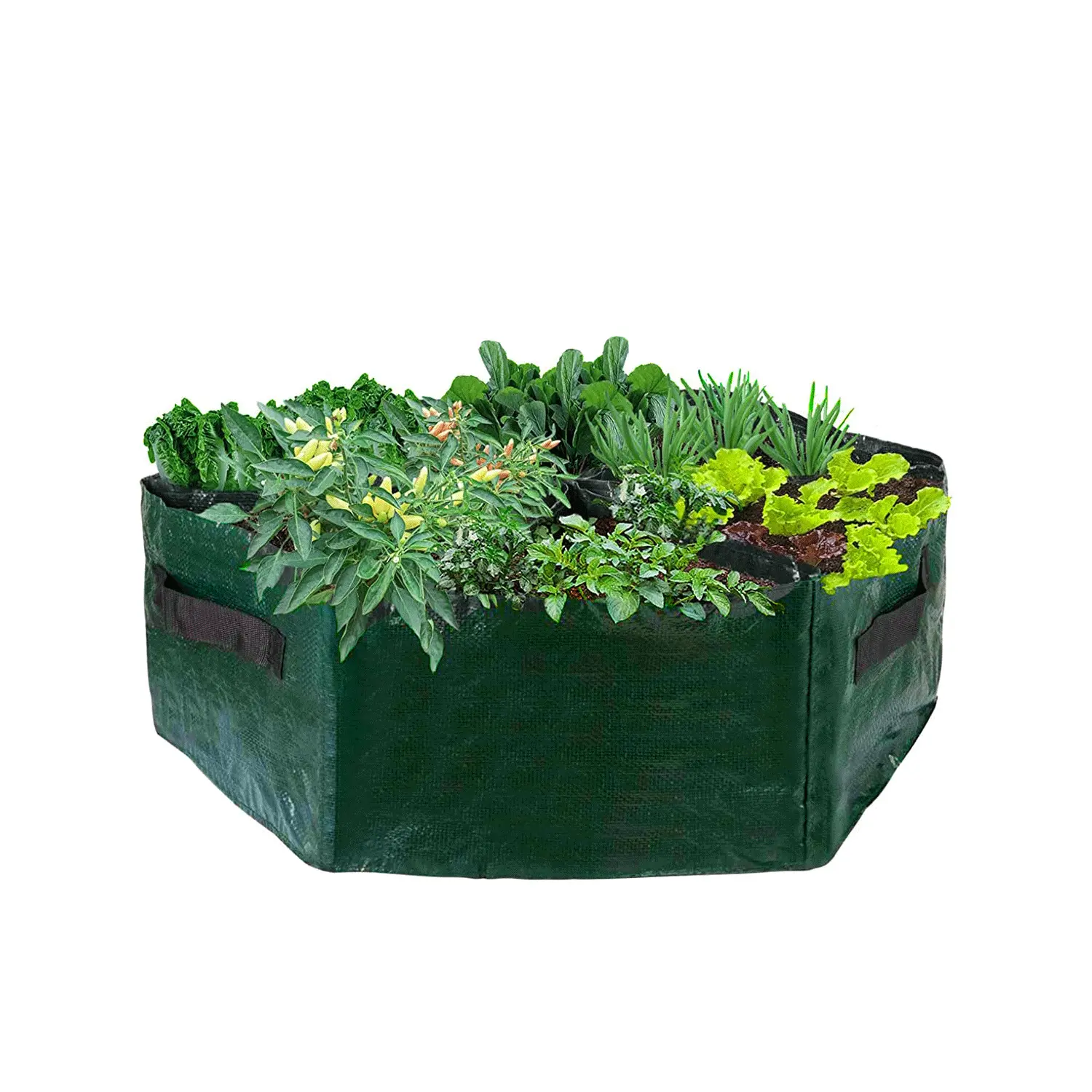 27 Gallon Wear Resistant Foldable Reusable Garden Planter Bed Grow Bags with Sturdy 6 Divided Grids Handles and Drainage Holes