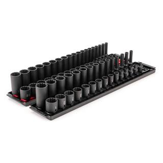 TEKTON 38 in. Drive 12-Point Impact Socket Set with Rails (14-1 in. 6 mm-24 mm) (68-Piece) SID91219