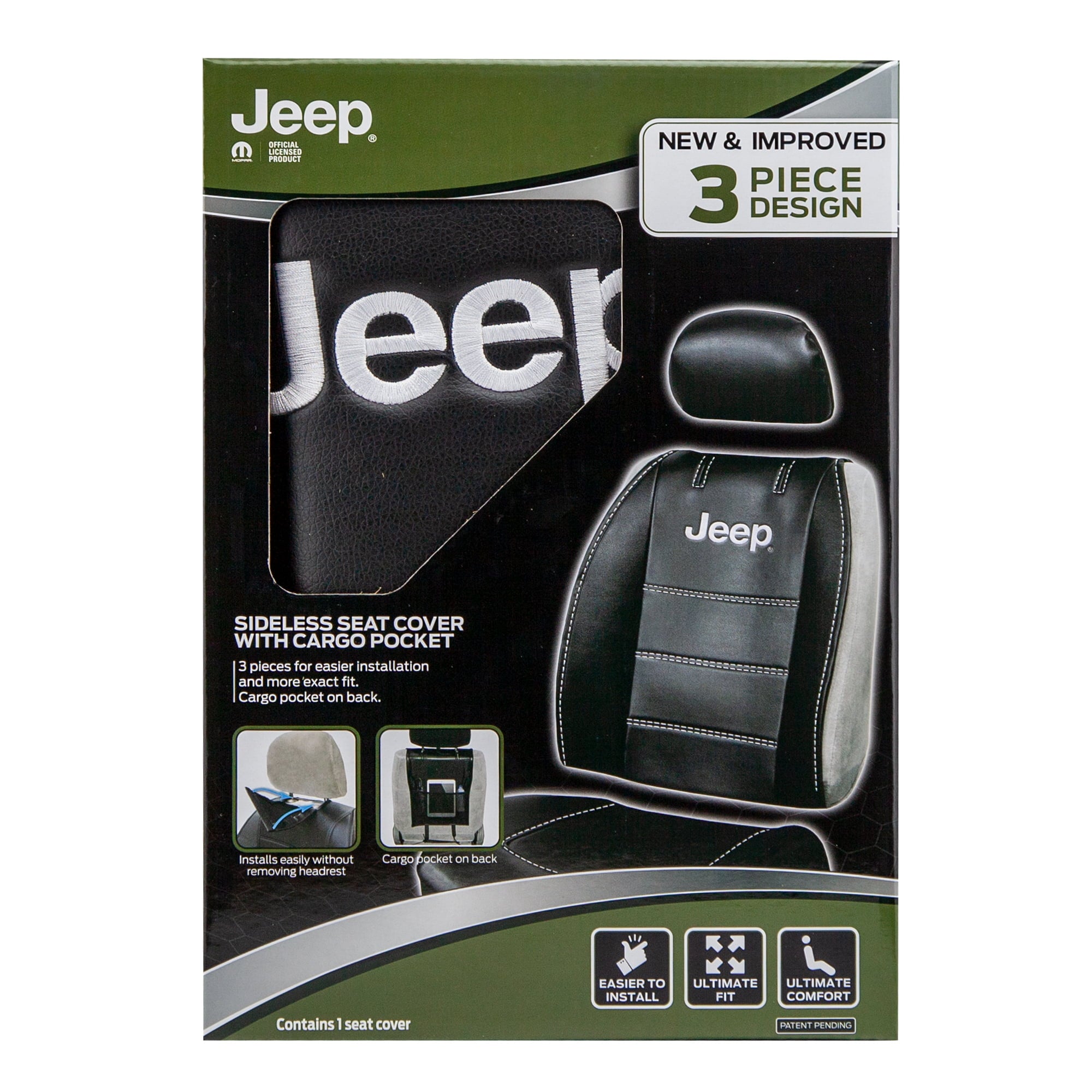 Plasticolor Jeep Deluxe Black Vinyl Universal Fit Automotive Seat Cover， 1 Pack