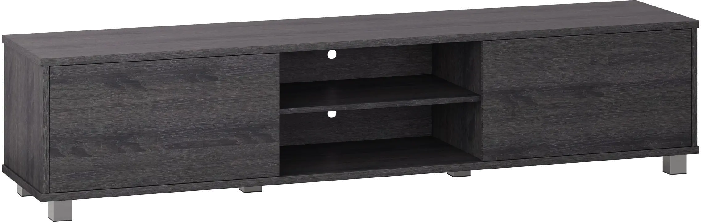 Hollywood Modern 71 Dark Grey Wood Grain TV Stand with Doors