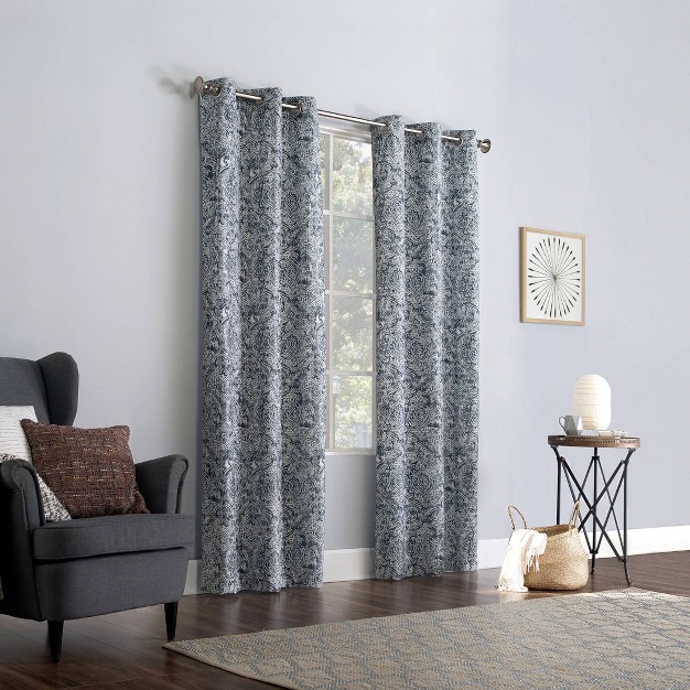 Kenji Medallion Draft Shield Fleece Insulated Energy Saving Grommet Top Room Darkening Curtain Panel No 918