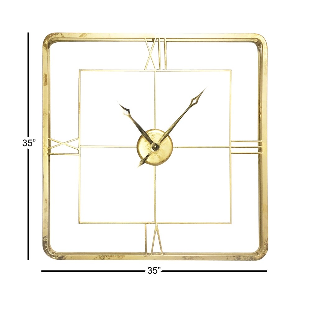 Gold Metal Open Frame Wall Clock   36 x 3 x 36