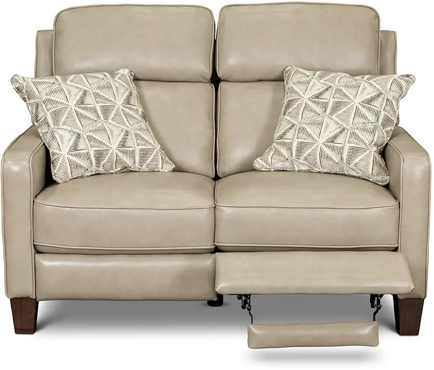 Madrid Taupe Leather Power Reclining Loveseat