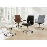 Modern Comfort Winsley Bonded Leather Mid-Back Manager's Chair， White/Silver， BIFMA Certified