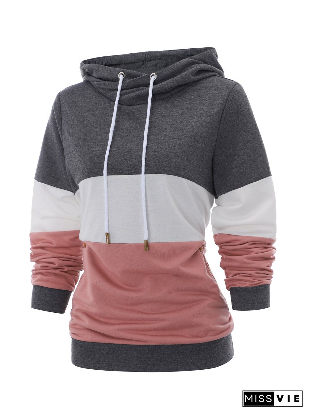 Color-Block Hoodie Casual Shift T-shirt