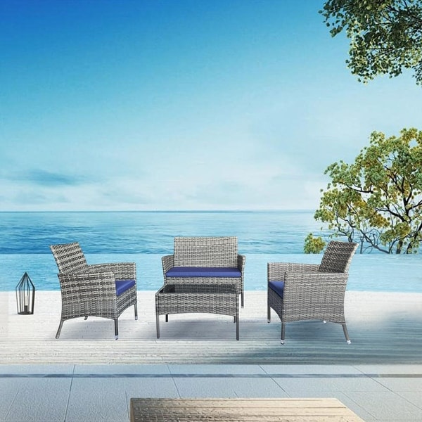 4 Piece Outdoor Patio Conversation Furniture