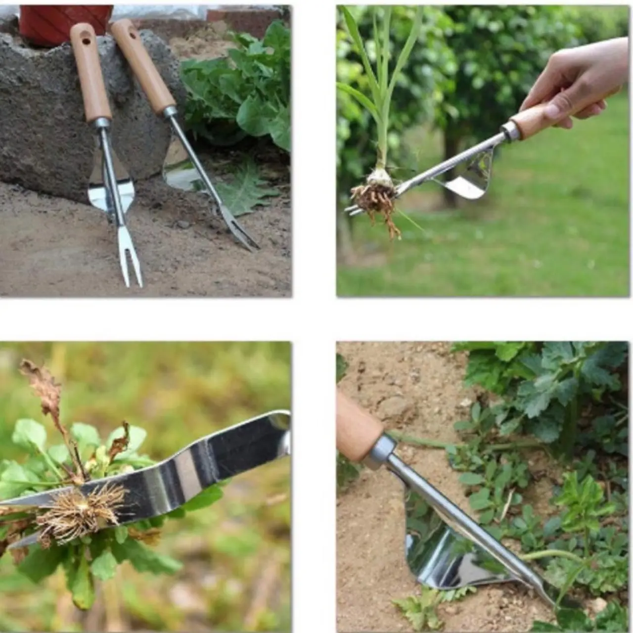 Factory stainless steel seedling device household drafter loosening soil root transplanting seedling drafting weeding tool fork