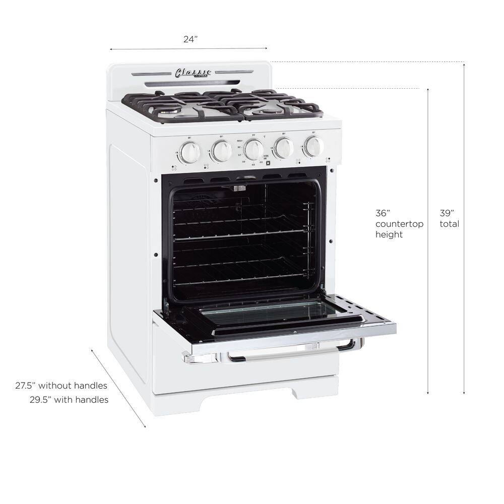 Unique Appliances Off-Grid Classic Retro 24 in. 3 cu. ft. Retro Propane Gas Range with Battery Ignition in Marshmallow White UGP-24CR OF1 W