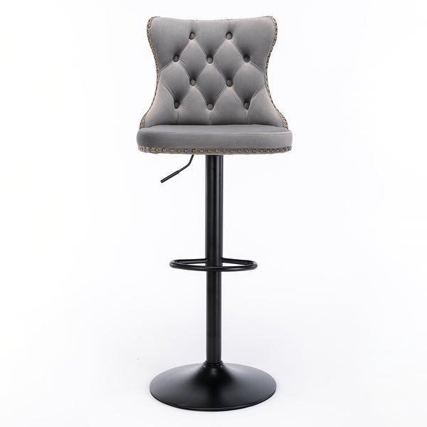 Swivel Velvet Barstools Adjusatble Seat Height from 25-33 Inch Upholstered Bar Stools with Backs