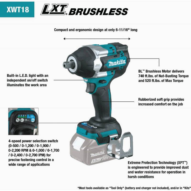 Makita 18V Mid-Torque Cordless Impact Wrench